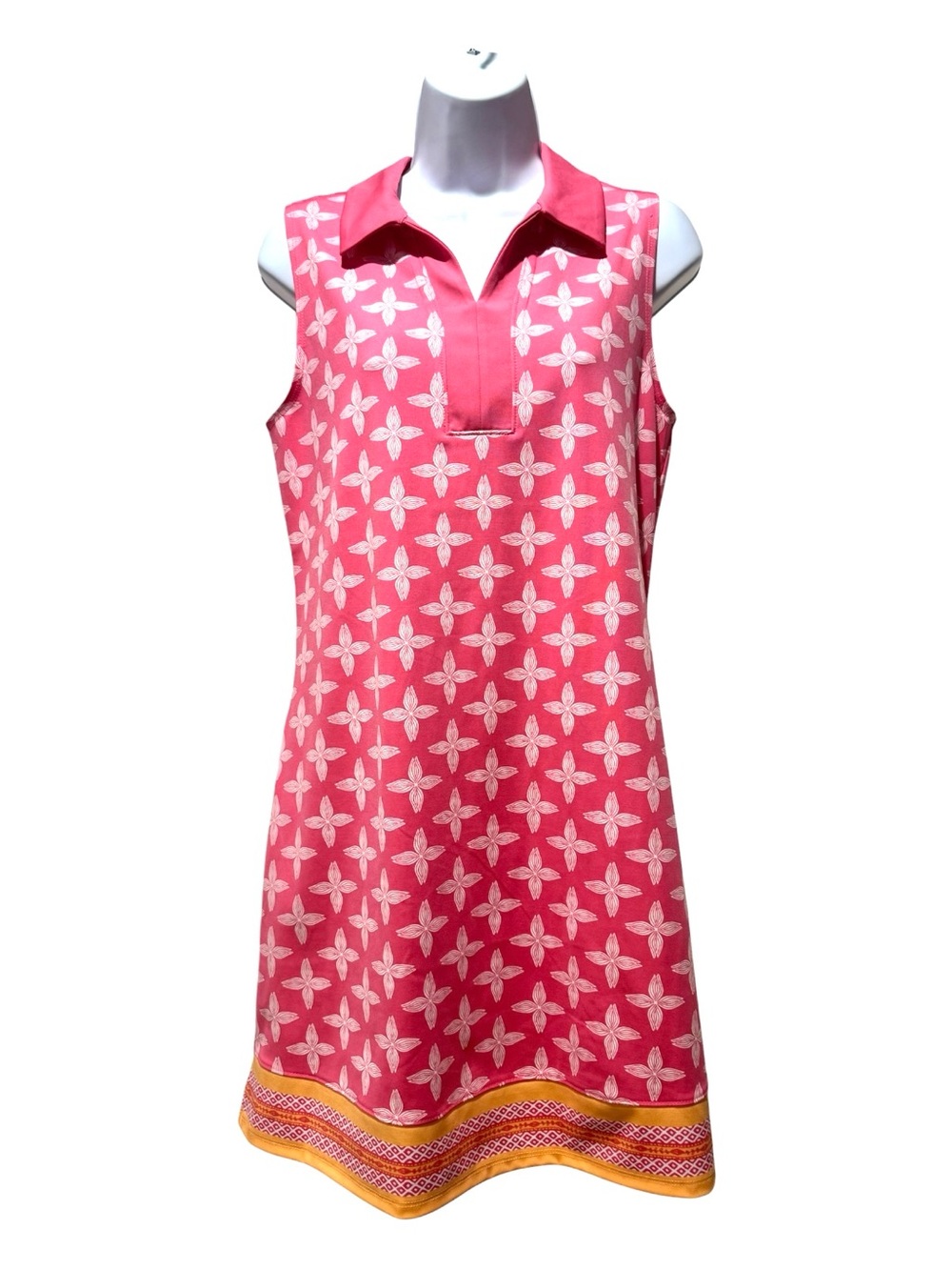 Sigrid Olsen Golf Tennis Pink Floral Sleeveless Polo Dress Size M
